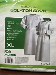 Reusable Level To Isolation Gown White Polyester Brand New￼.