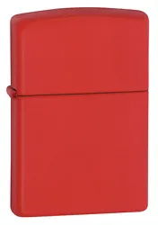 Zippo Windproof Red Matte Lighter. Zippo item # 233. Ligher Finish: Red Matte. Orange security label still on the back.