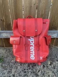 LV LOUIS VUITTON X SUPREME Backpack Red Preowned, Nice, Save Money Purse. Will we authenticated through EBay to to...