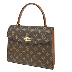 Brown/ Monogram Leather. Zipper pocket has peeled(JUNK). Handle has cracks. OUTSIDE AB-B :...