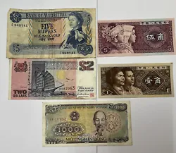 Lot 5 billets banque Vietnam , Mauritius , Singapore , Chine . Ref75688.