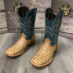 LEATHER (OSTRICH PRINT ). LEATHER SOLES FOR LONGER DURABILITY. NEVER WORN. TOE: SQUARE TOE. FINE QUALITY WESTERN BOOTS....