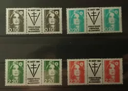 France lot timbres Marianne de Briat avec pub/repiquage Libération Chambéry.