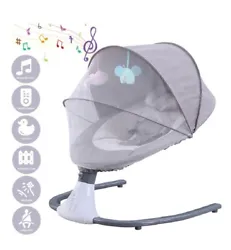 Electric Baby Swing, Infant Bouncer Chair with 12 Lullabies, Bluetooth Music, Adjustable Speeds, 4 Timing Set, Unisex,...