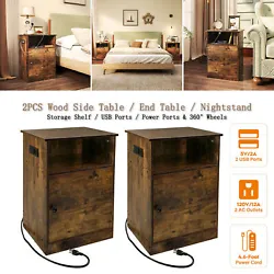 Nightstand with Charging Station -- This nightstand table is equipped with 2 AC outlets and 2 USB ports. Product Size:...
