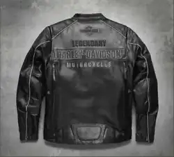 Superior quality you would always expect with Harley-Davidson. Embroidered cowhide leather applique graphics on back....