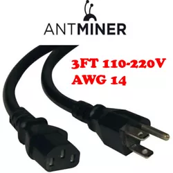 BITMAIN APW3++. BITMAIN APW5. 3FT Long 14awg 20AMP 110-250V NEMA 5-15p - C13 USA Heavy Duty Power Cord Cable with 3...
