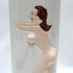 Nude Naughty Lady is in Relief (Booby and Booty stick out). Small chip on bottom edge in back. Cant see it! She is Hand...