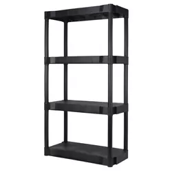 Tough Black Plastic 4 Shelf Shelving Unit is a great solution for all your storage needs. This product has interlocking...