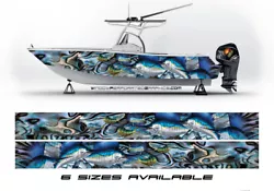 Fishing Pontoon Skiff All Boats. Marlin Fishes Blue Abstract Graphic Boat Vinyl Wrap Decal. Our Boat Wrap Decals are...