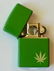 Zippo item 29588 Pipe. Zippo Windproof Lighter With Gold Pipe Insert & Engraved Marijuana Leaf. Go For the Gold! Orange...