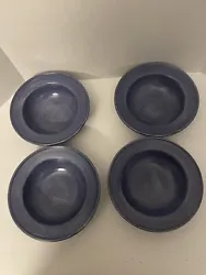 Set of 4 Pfaltzgraff Stonewash Dark Blue Soup/Cereal Bowls.  Discontinued Pattern