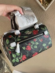 NWT Coach Rowan Satchel In Signature Canvas With Fairytale Rose Print Bag.Coach Rowan Satchel In Signature Canvas With...