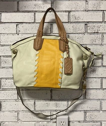 orYANY leather handbag shoulder tote large bag, multicolored Brown Yellow Pale Green, new without tag
