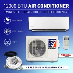 Outdoor Unit (Toshiba Compressor). Plastic pipe wrap. Indoor Unit (Air Handler).
