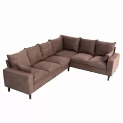 L-Shaped Convertible Sectional Sofa Couch Corner Sofa Seat Modern Fabric. The thick seat cushions and backrest pillows...