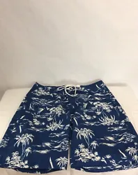 Blue/White/Sail Boats/Palm Trees. Board Shorts. Side Pocket. Good Condition.