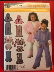 Pattern Number: 4384. Pattern Style: GIRLS JUMPER, SKIRT, PANTS, JACKET & PONCHO. Pattern cannot have been opened, cut,...