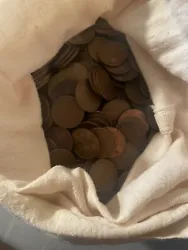 Bag of wheat pennies weighing a total of 16 pounds