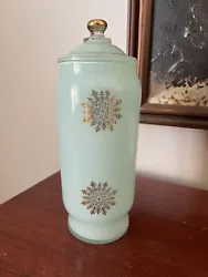 Vintage COLONIAL Glass / BLENDO Apothecary Jar w/Lid Retro Glass. Color is a Robin Egg Blue or some what jadeite. Retro...