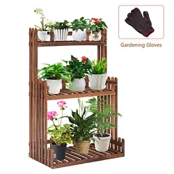 【Multiple Applications】This wooden plant shelf can not only place potted flowers, but also can be used as a...