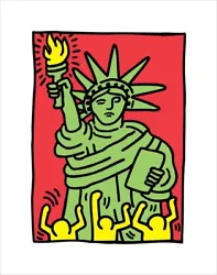 1995 - Keith Haring - “Statue of Liberty” OFFICIAL original LITHOGRAPH PRINT (Authorized by The Estate of Keith...