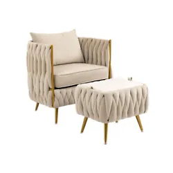 COOLMORE Accent Chair with Storage Ottoman Chair Tufted Barrel Chair Set Arm Chair for Living Room Bedroom. [Easy to...