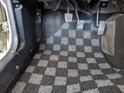 P2M USDM spec interior front carpet mat set with race inspired checkered pattern in dark grey coloring. P2M TOYOTA...