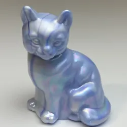 Fenton Glass Blue Slag Sitting Cat True Blue Friends 1986 Iridescent Rare. Perfect condition with no chips or damage....