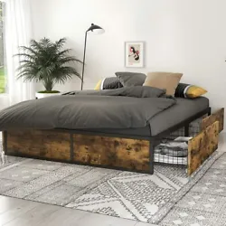 Footboard Height : 11.8 in. ◈ Storage Bed. Queen Upholstered Modern Bed with LED Headboard / Mattress Foundation,...