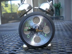 great clock    silver usa dimes   1942  1938    great for the coin collector      classy clock