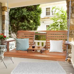 This hanging porch swing is made of solid poplar wood, which is strong, durable and waterproof and windproof. The wood...