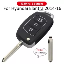 For Hyundai Elantra 2014-2016. 1x Keyless Remote key. Remote Chip: Yes. This is a remote with electronics and battery....
