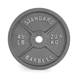 CAP Barbell Gray Olympic Cast Iron Plate, 45 Lbs. Each CAP Olympic Plate features smooth edges and an extra rib for...