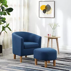 Modern Comfy ArmChair Style This barrel chair with Ottoman brings life to your living room bedroom or office and it is...