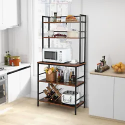 The 3 bottom shelves and 2 top shelves contribute to abundant storage space. You can have this microwave oven stand by...