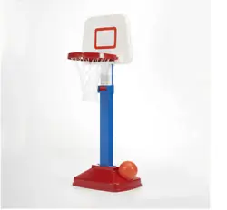 Durable backboard with a breakaway rim. Perfect for little Jordans and Byrds in the making. Inflatable basketball...