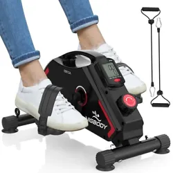 【ADJUSTABLE MAGNETIC RESISTANCE & QUITE EXERCISE BIKE】The under desk bike with 8 levels of resistance, from light...