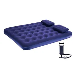 Queen Size Inflatable Camping Mattress Flocking Air Bed with Two Pillows, Pump. This product ships directly from the...