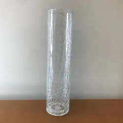 Clear crackle glass vases. The teardrop vase is 8