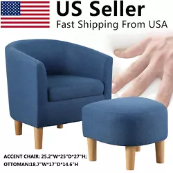 Upholstered Club Chair Set Accent Armchair with Ottoman Foot Rest. 【Modern Comfy ArmChair Style】 This barrel chair...
