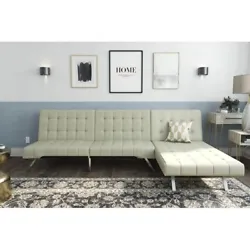 Chaise weight limit is 350 lb. Multi-functional piece ideal for small living spaces. It can be used as a sectional...