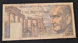 Billet 5000 Francs Banque De LALGÉRIE et TUNISIE 6/2/ 1952.