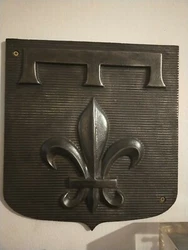 Plaque Métal fonte Fleur De Lys Blason.27 cm sur 29,5.
