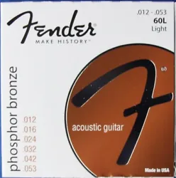 Fender 60L Acoustic Phosphor Bronze strings are wound on a special hex core wire for a brighter, more consistent, and...