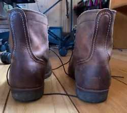 Barely worn, just look at the soles. Treated with mink oil and stored in a clean closet.  Classic redwing boots size...