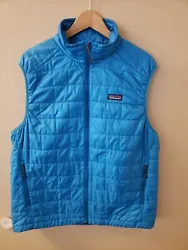 Mens Patagonia Light Weight Turquoise Vest Large Euc.